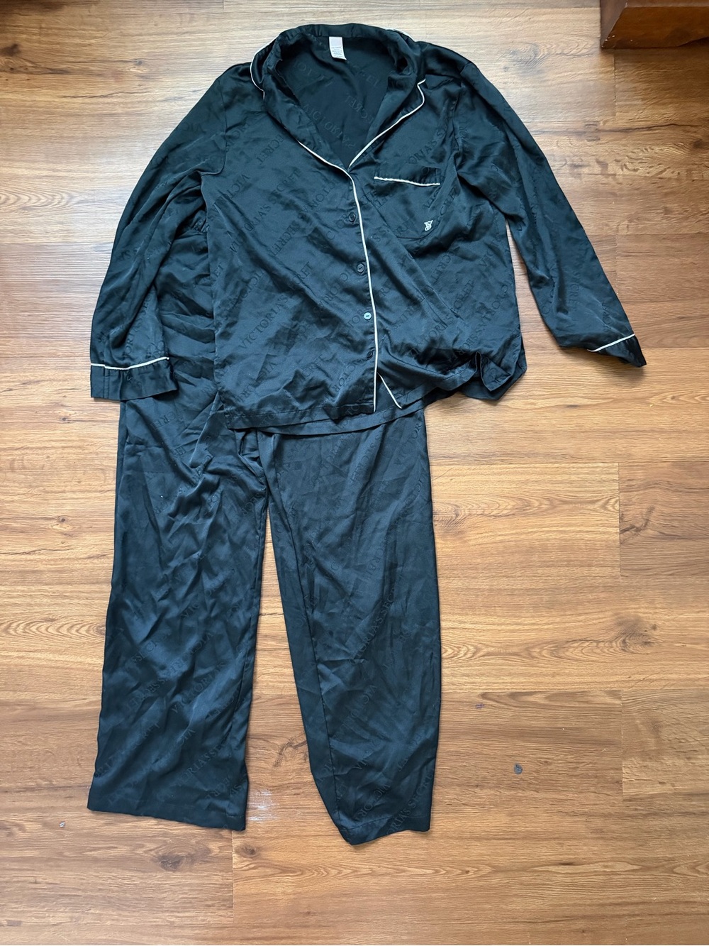 Victoria secret black 2 peice button up pajama set